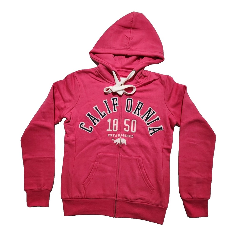 Reflex Women's Fleece Hoodie‎ California Logo Fitted Swetshirt Pink Size M NWT